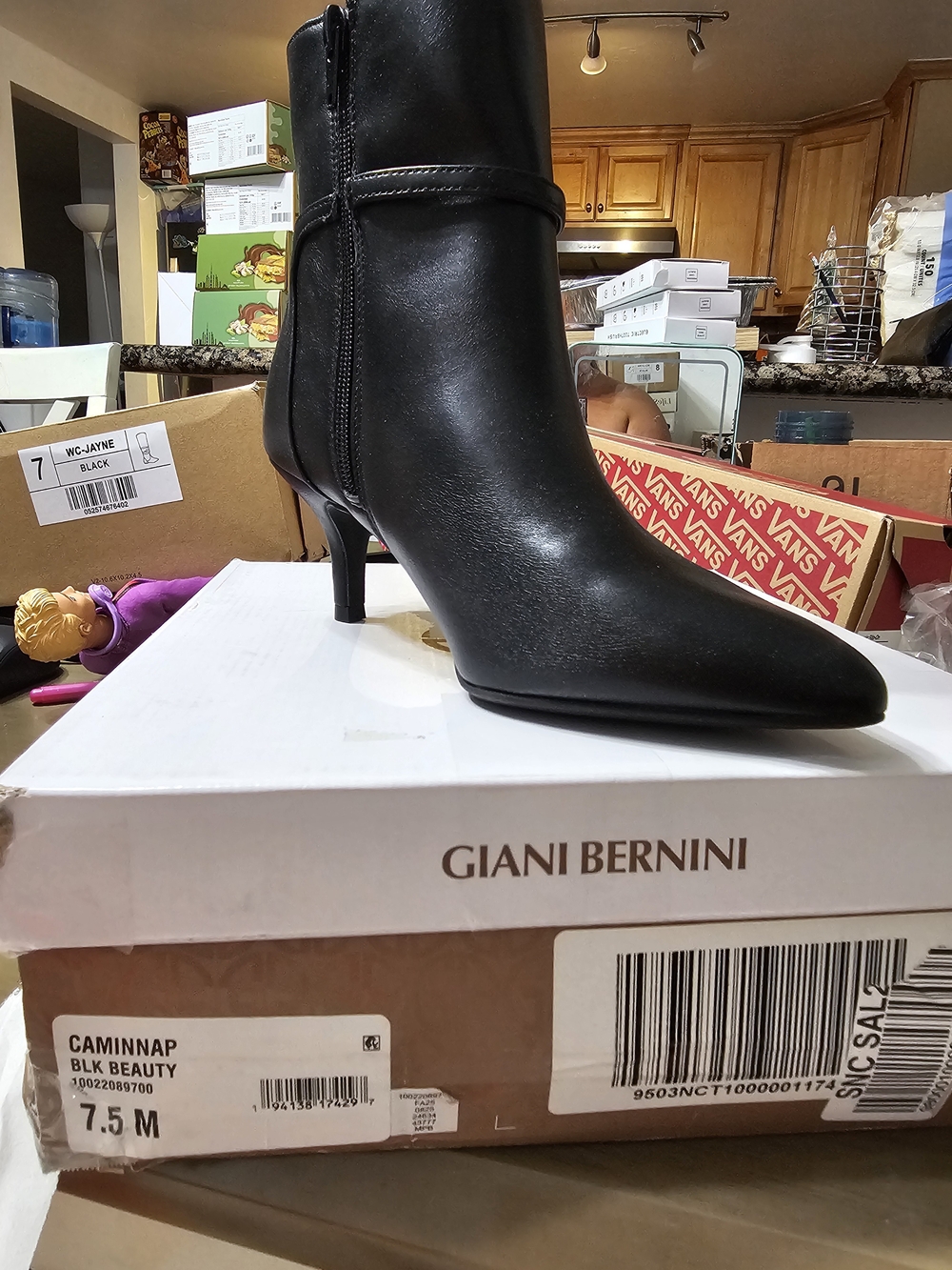 Giani Bernini Black Pointed Kittens Heel Ankle Bootie